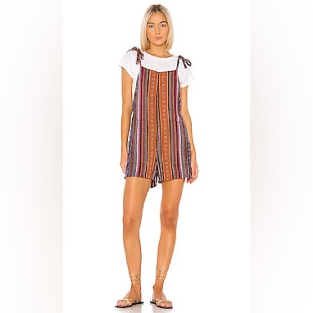 🌙 Mexicali Woven Romper in Fiesta Large Overalls Bobo Los Romper Boho Hippie